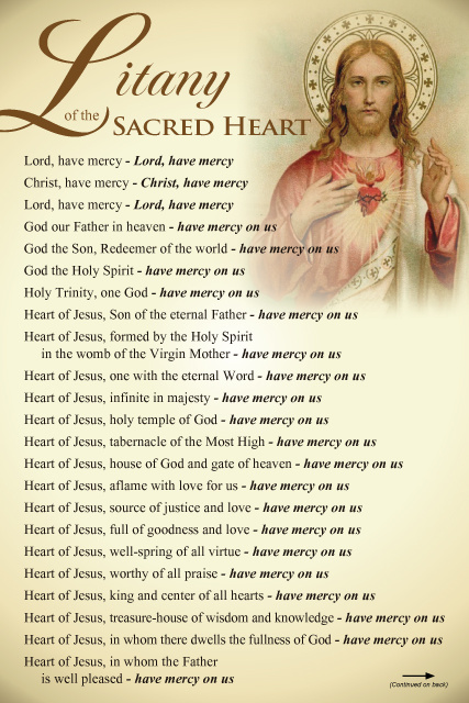 Litany of the Sacred Heart of Jesus Prayer Card